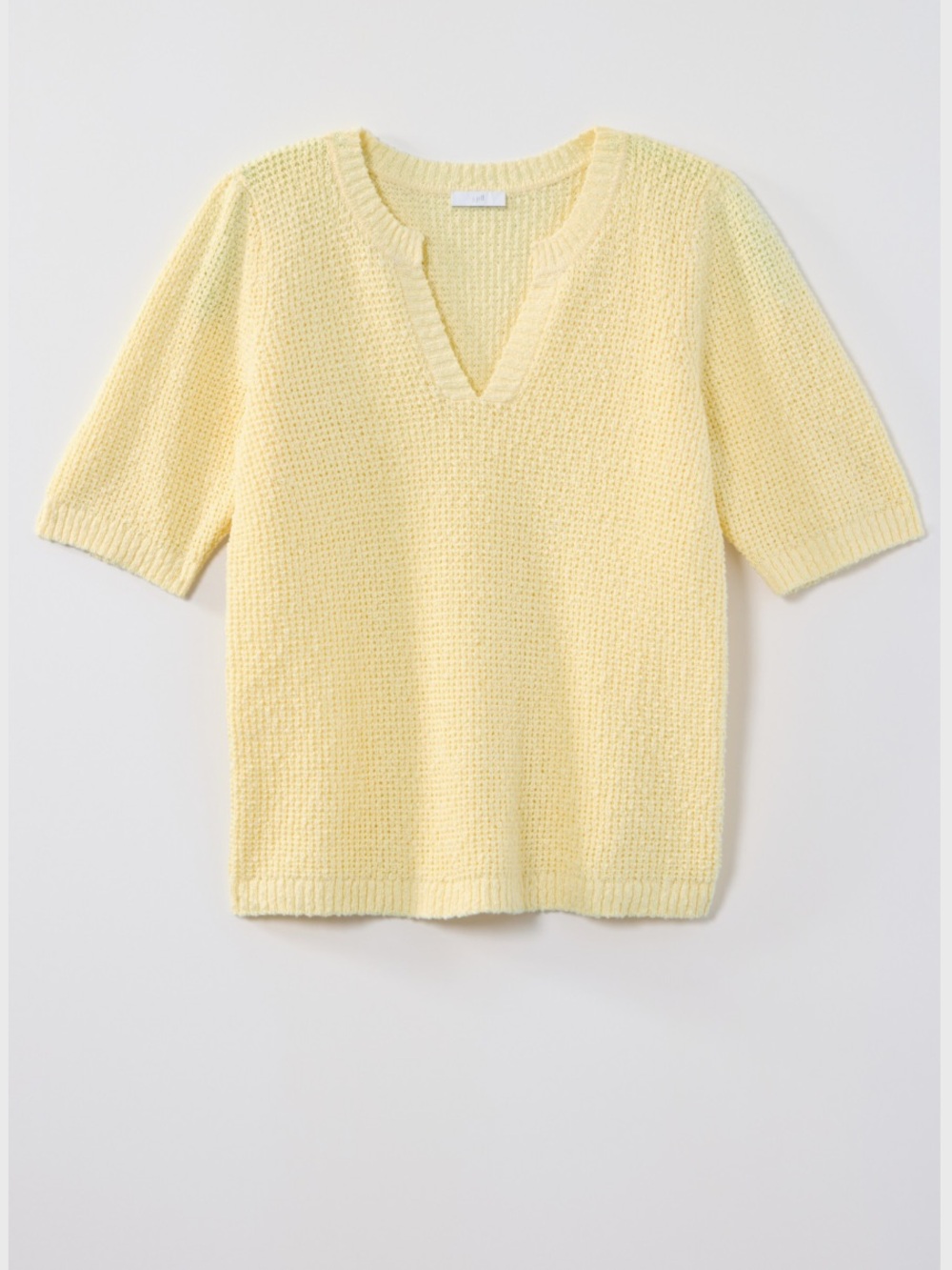 J.Jill Butter Yellow Textured Split Neck Sweater 100% Cotton XL Plus Size